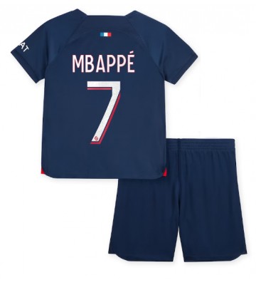 Paris Saint-Germain Kylian Mbappe #7 babykläder Hemmatröja barn 2023-24 Korta ärmar (+ Korta byxor)